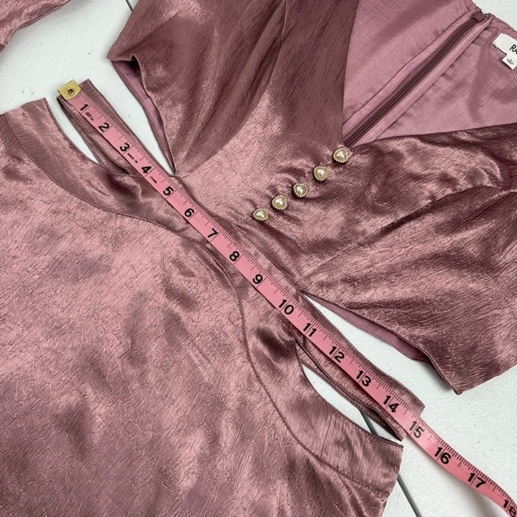 Rahi Luster Cut Out Mini Ruffle Dress Antique Rose Pink - Picture 7 of 14